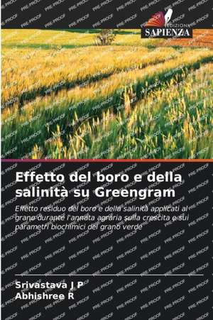 Effetto del boro e della salinità su Greengram de Srivastava J P