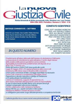 La Nuova Giustizia Civile (Numero 2, Anno 2016) de Luca Tantalo