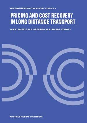 Pricing and Cost Recovery in Long Distance Transport de David Starkie