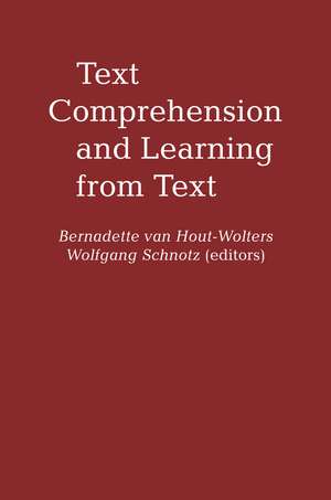 Text Comprehension And Learning de Bernadette Van Hout-Wolters