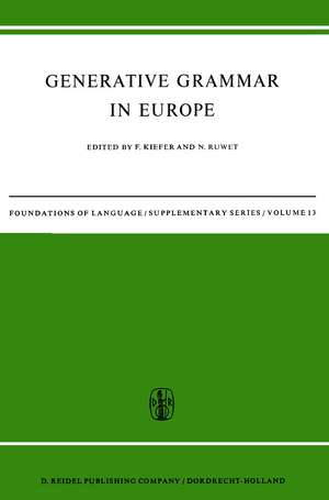 Generative Grammar in Europe de F. Kiefer