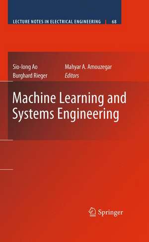 Machine Learning and Systems Engineering de Sio Iong Ao