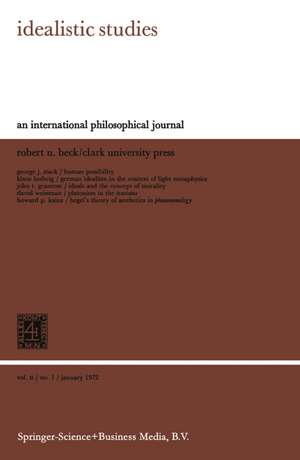 Idealistic Studies: An International Philosophical Journal de Robert N. Beck