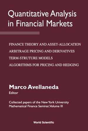 QUANTITATIVE ANALYSIS IN FINANCIAL..(V3) de Avellaneda Marco