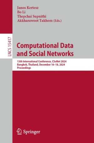 Computational Data and Social Networks de Janos Kertesz
