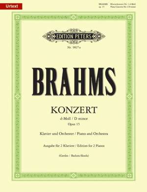 Konzert Nr. 1 d-Moll op. 15 für Klavier und Orchester, Ausgabe für 2 Klaviere de Johannes Brahms