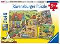 Ravensburger Kinderpuzzle - 05078 Viel los auf dem Bauernhof - Puzzle für Kinder ab 5 Jahren, mit 3x49 Teilen