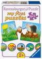 Tiere im Garten. Puzzle 9 x 2 Teile