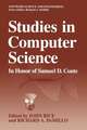 Studies in Computer Science: In Honor of Samuel D. Conte