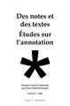 Des notes et des textes; études sur l'annotation