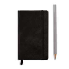 Agendă nedatate Leuchtturm din piele naturală (rigid cover, in a gift box): Negru, Pocket, pagini liniate