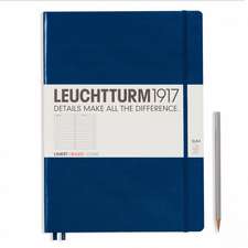 Agendă nedatată Leuchtturm Master Slim (A4+): Navy, 121 pagini liniate