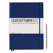 Agendă nedatată Leuchtturm Master Slim (A4+): Navy, 121 pagini albe