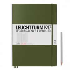 Agendă nedatată Leuchtturm Master Slim (A4+): Army, 121 pagini cu pătrățele