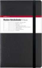 Wochen Notizkalender 18 Monate groß Black 2025 - Taschen-Kalender 13x21 cm - mit Verschlussband & Falttasche - Juli 2024 bis Dez 2025 - Weekly - 128 Seiten