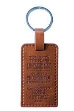 Brown Lux-Leather Keyring I Know the Plans Jer 29