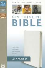 NIV, Thinline Zippered Collection Bible, Bonded Leather, White, Red Letter Edition