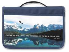 Isaiah 40:31 Eagle Bible Cover, Zippered, with Handle, Canvas, Navy, Large