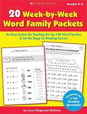 20 Week-By-Week Word Family Packets, Grades K-2