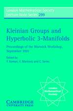 Kleinian Groups and Hyperbolic 3-Manifolds: Proceedings of the Warwick Workshop, September 11–14, 2001