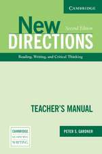 New Directions Teacher's Manual: An Integrated Approach to Reading, Writing, and Critical Thinking