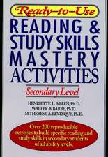 Ready–to–Use Reading and Study Skills Mastery Activities Secondary Level