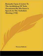 Remarks Upon A Letter To The Archbishop Of York, Occasioned By His Grace's Speech At The Yorkshire Meeting (1746)