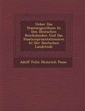 Ueber Das Staatseigenthum in Den Deutschen Reichslanden Und Das Staatsrepr Sentationsrecht Der Deutschen Landst Nde