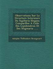 Observations Sur La Structure Interieure Du Sigillaria Elegans Compar Ee a Celle Des Lepidendron Et Des Stigmaria ......