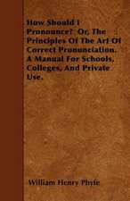 How Should I Pronounce? Or, The Principles Of The Art Of Correct Pronunciation. A Manual For Schools, Colleges, And Private Use.