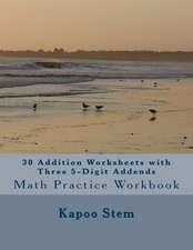 30 Addition Worksheets with Three 5-Digit Addends