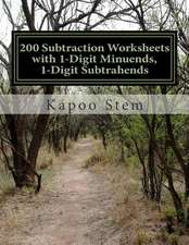 200 Subtraction Worksheets with 1-Digit Minuends, 1-Digit Subtrahends