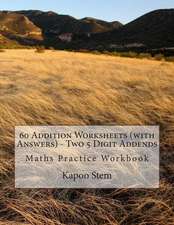 60 Addition Worksheets (with Answers) - Two 5 Digit Addends