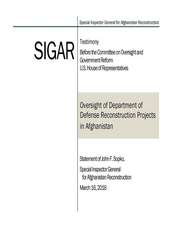 Oversight of Department of Defense Reconstruction Projects in Afghanistan