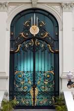 Beautiful Turquoise, Gold and Black Wrought Iron Door in Thailand Journal