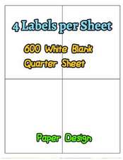 4 Labels Per Sheet 600 White Blank Quarter Sheet Self Adhesive Shipping Labels