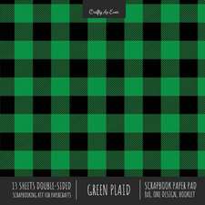 Green Plaid Scrapbook Paper Pad 8x8 Decorative Scrapbooking Kit for Cardmaking Gifts, DIY Crafts, Printmaking, Papercrafts, Check Pattern Designer Paper