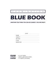 Examination Blue Book, Wide Ruled, 12 Sheets (24 Pages), Blank Lined, Write-in Booklet (White)