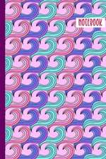 Notebook: Cute Retro Purple Pink Blue Ocean Waves Lined Notebook, 150 Pages