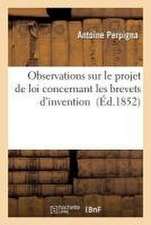 Observations Sur Le Projet de Loi Concernant Les Brevets d'Invention