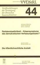 Parteienstaatlichkeit - Krisensymptome des demokratischen Verfassungsstaats? Die öffentlichrechtliche Anstalt: Berichte und Diskussionen auf der Tagung der Vereinigung der Deutschen Staatsrechtslehrer in Freiburg i. Ue/CH vom 2. bis 5. Oktober 1985