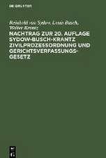 Nachtrag zur 20. Auflage Sydow-Busch-Krantz Zivilprozeßordnung und Gerichtsverfassungsgesetz