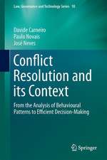 Conflict Resolution and its Context: From the Analysis of Behavioural Patterns to Efficient Decision-Making