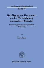 Beteiligung von Kommunen an der Wertschöpfung erneuerbarer Energien