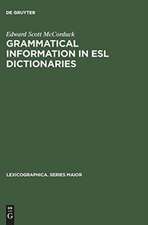 Grammatical Information in ESL Dictionaries