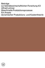 Maschinelle Produktionsprozesse: Ein Ansatz dynamischer Produktions- und Kostentheorie