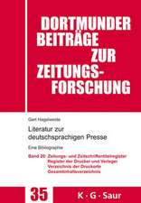 Zeitungs- und Zeitschriftentitel- Register; Register der Drucke und Verleger; Verzeichnis der Druck-, Verlags- und Vertriebsorte; Gesamtverzeichnis