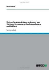 Unternehmensgründung in Ungarn aus Sicht der Besteuerung, Rechnungslegung und Prüfung