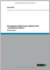 Die deutsche Politik in der Julikrise 1914 "verstehend erklären"