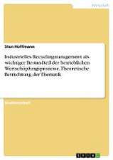 Industrielles Recyclingmanagement als wichtiger Bestandteil der betrieblichen Wertschöpfungsprozesse. Theoretische Betrachtung der Thematik